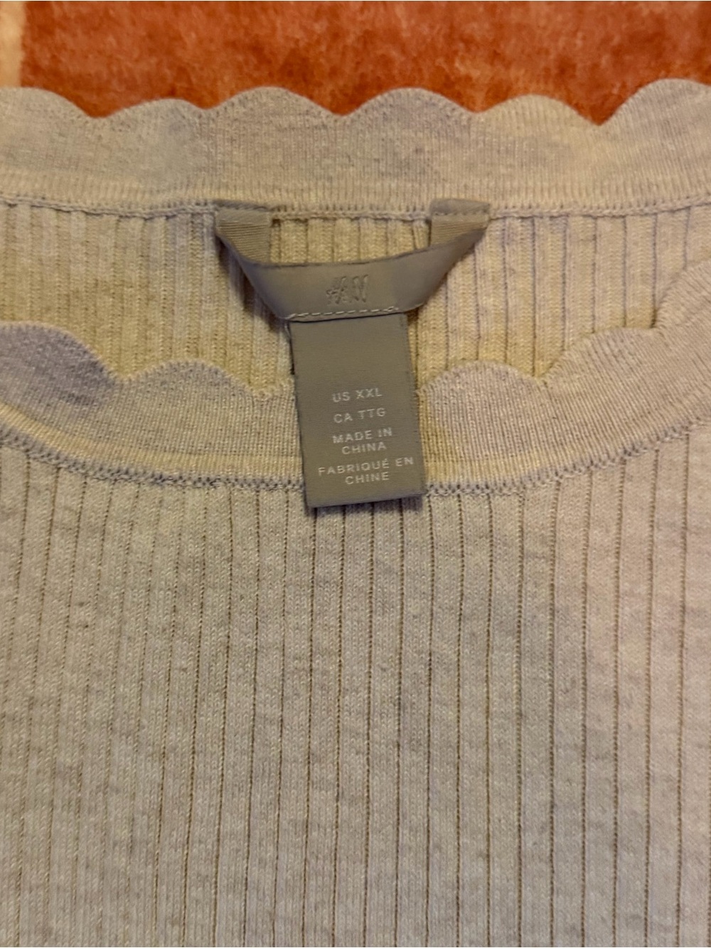 H&M Cream Ribbed Short Sleeve Ruffle-Edge Top - Picture 3 of 3